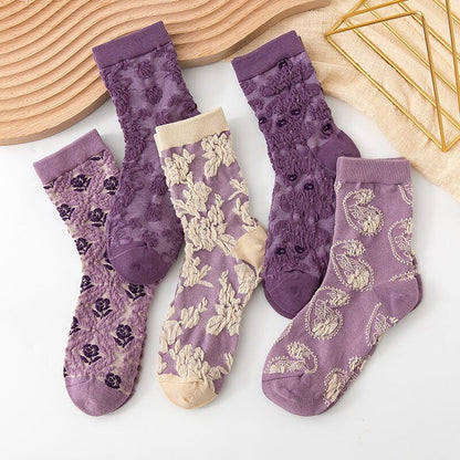 Damen-Baumwollsocken mit Blumenmuster (10 Paar)