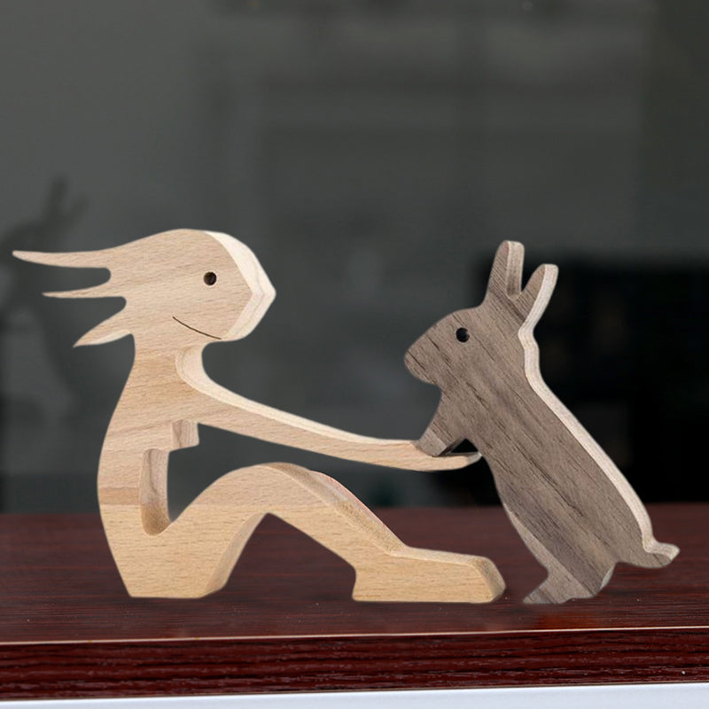 Brehn | Geschenk für Tierliebhaber - Holzskulptur Tisch Ornamente - Die Liebe zwischen Ihnen und Ihrem pelzigen Freund
