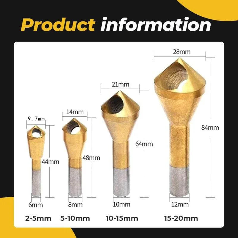 Brehn | Titanbeschichteter Senk-Kegelwerkzeug (4 PCS)