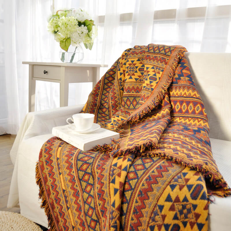 Bohemian Strickwurfdecken für Sofa Dekor