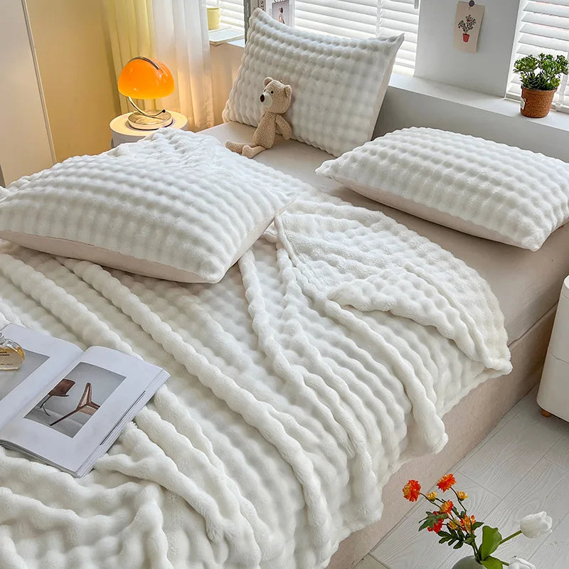 Brehn | Luxuriöse Blasenstruktur Fleece-Decke - BubbleNest