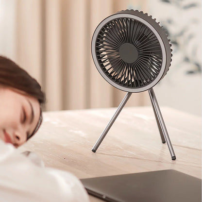 Wiederaufladbarer 10.000mAh Camping Ventilator mit LED-Beleuchtung und Powerbank | Brehn