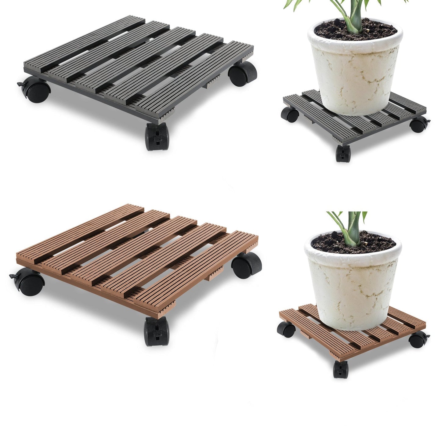 WPC Pflanzenroller Eckig mit Rollen Tragkraft 80 kg | Brehn