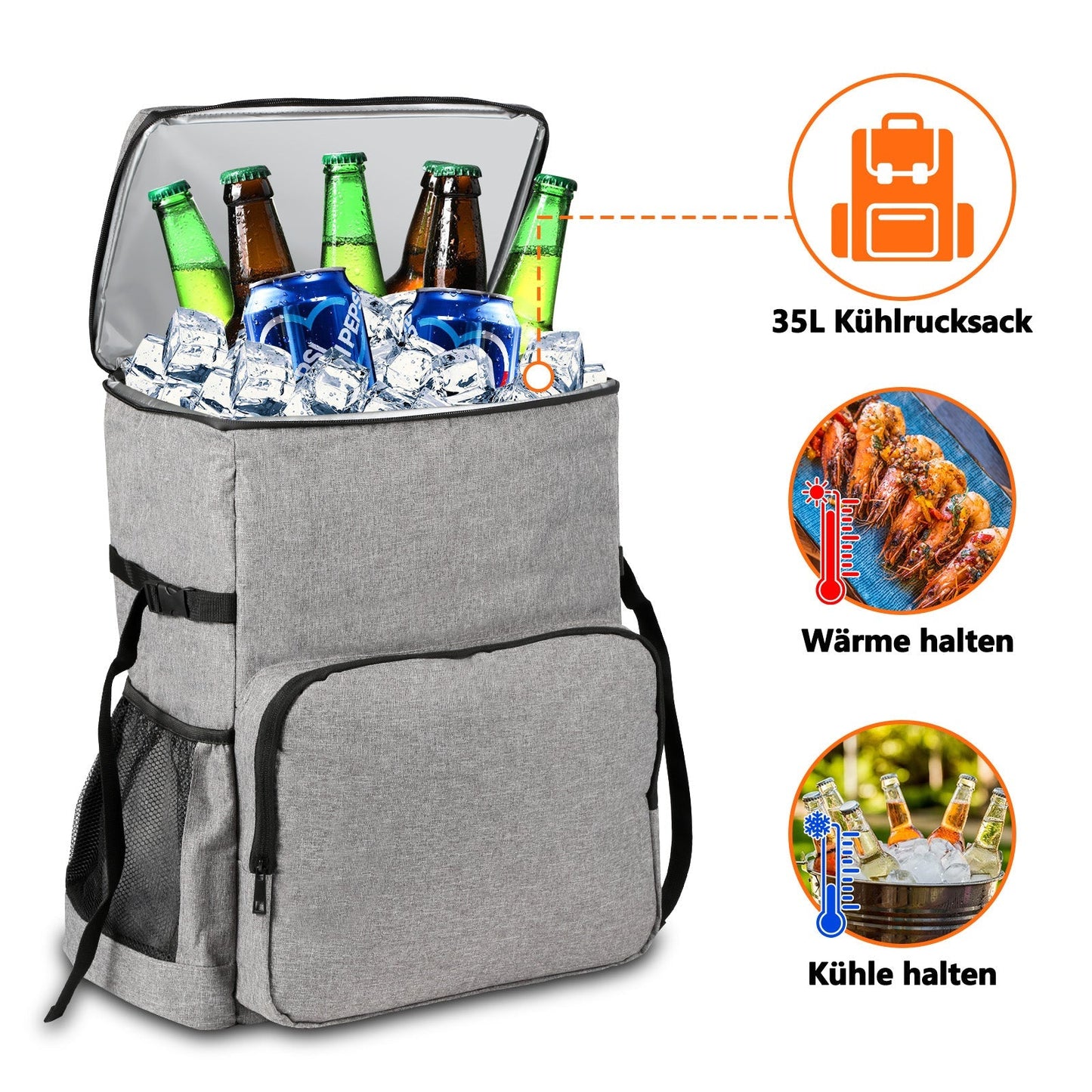 Kühlrucksack Thermo Rucksack 35L mit Picknickmatte | Brehn