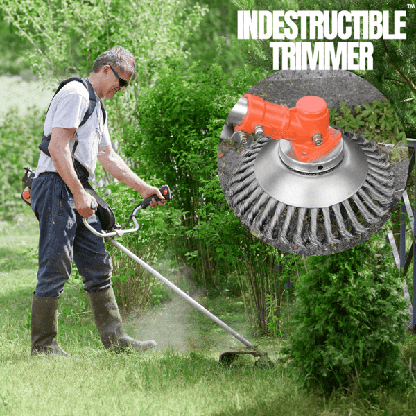 SteelTwist Unkrautbürste – 360° Trimmerklinge aus geflochtenem Stahl (15 cm) | Brehn