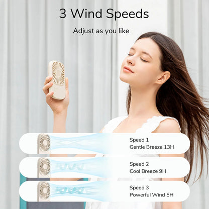 Mini Handheld USB wiederaufladbarer Ventilator mit 3 Geschwindigkeiten, tragbarer Wimpernventilator & Tischständer | Brehn