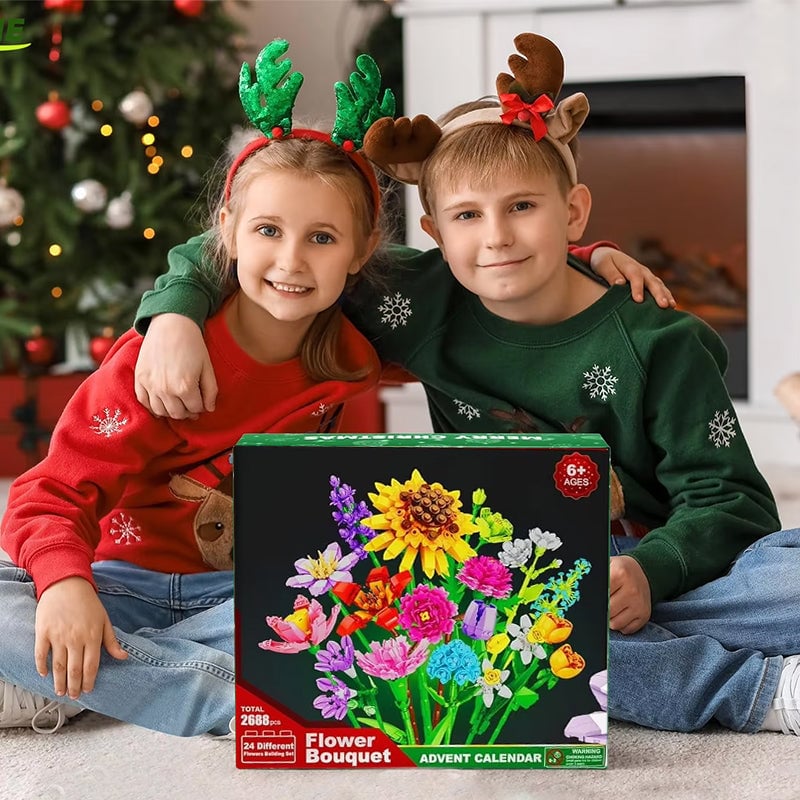 Brehn | Blumenstrauß Bauklötze Weihnachts Adventskalender Set - Weihnachtsgeschenk