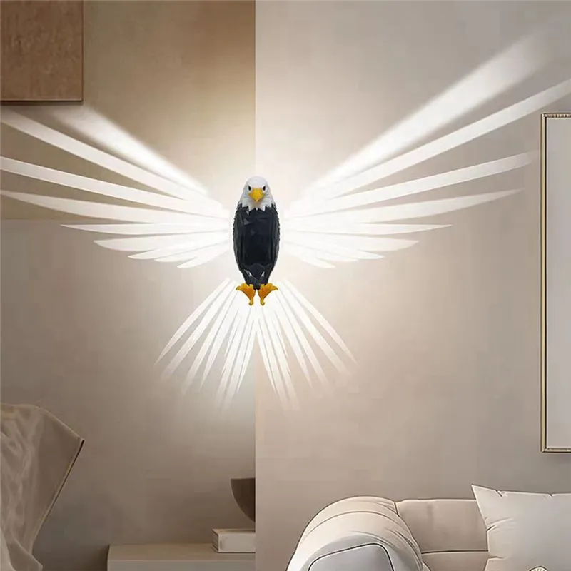 3D-Adler-Wandleuchte | Patriotische LED-Lampe | PETG-Material | Warmweißes Licht