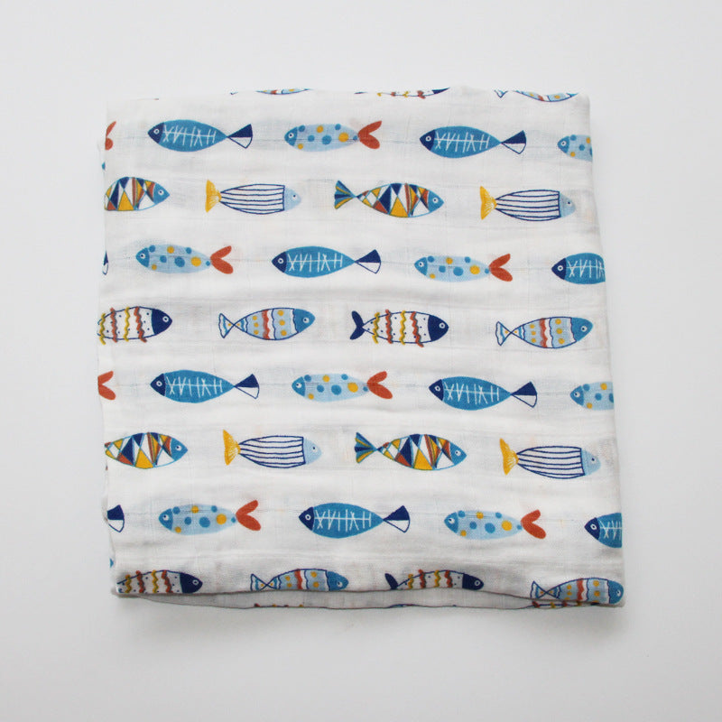 Baumwoll-Musselin Babydecke mit Herzmuster Brehn