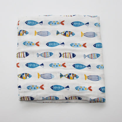 Baumwoll-Musselin Babydecke mit Herzmuster Brehn