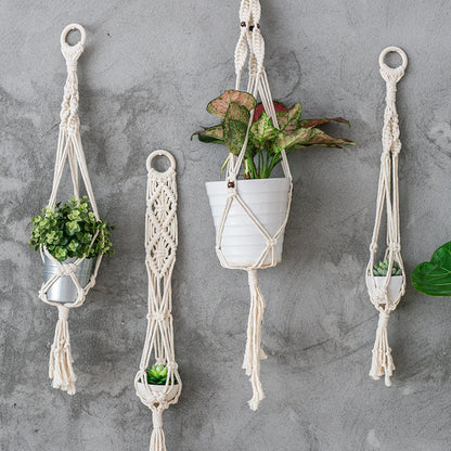 Boho-Makramee Pflanzenhänger-Set mit handgeknoteten Quasten und verstellbaren Schlaufen Brehn