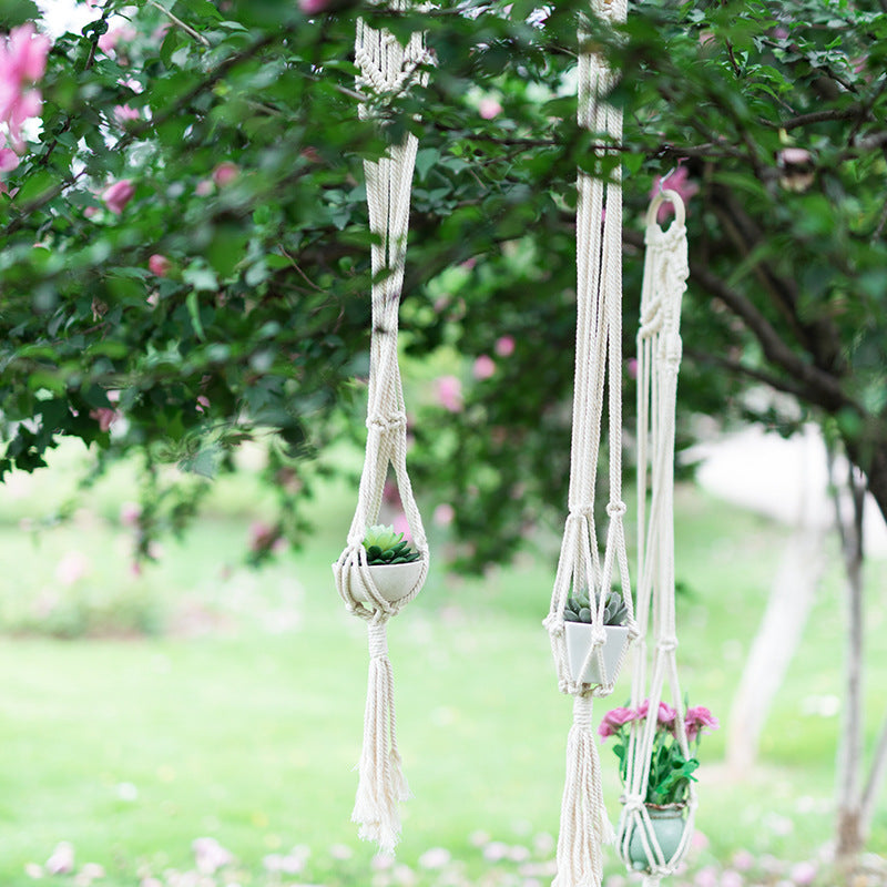 Boho-Makramee Pflanzenhänger-Set mit handgeknoteten Quasten und verstellbaren Schlaufen Brehn
