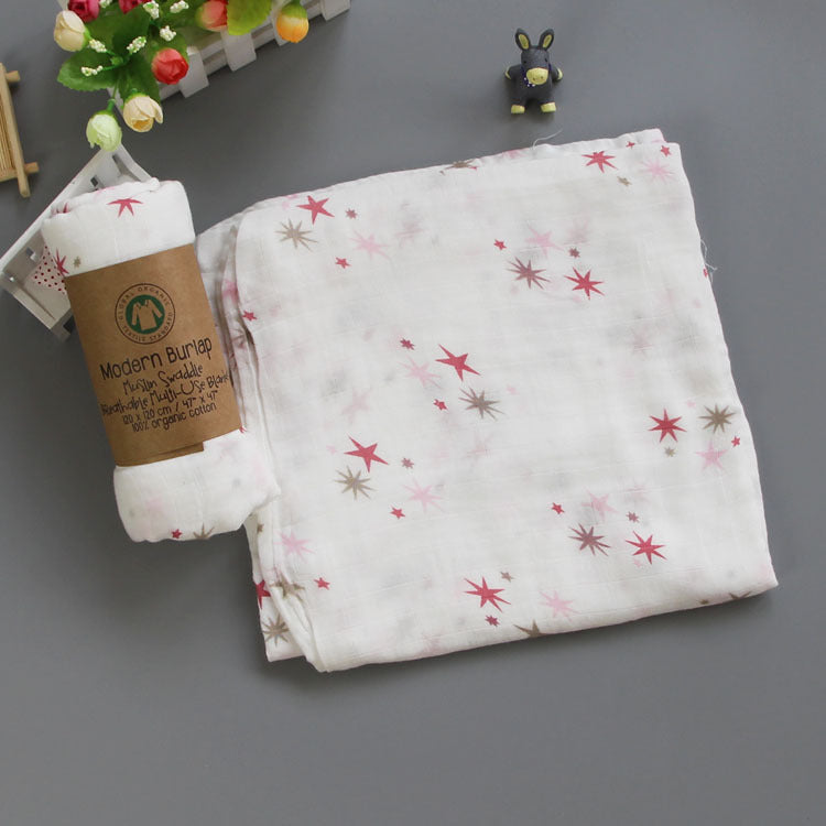 Baumwoll-Musselin Babydecke mit Herzmuster Brehn