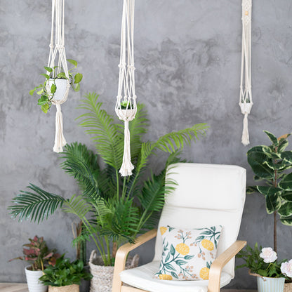 Boho-Makramee Pflanzenhänger-Set mit handgeknoteten Quasten und verstellbaren Schlaufen Brehn