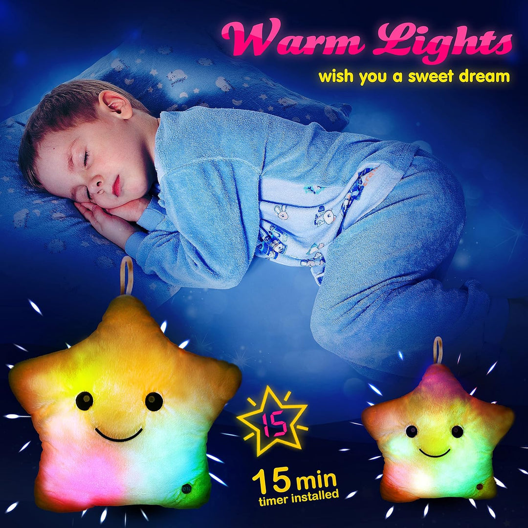 Brehn | Leuchtendes LED-Stern-Kuschelkissen für Kinder