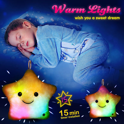 Brehn | Leuchtendes LED-Stern-Kuschelkissen für Kinder
