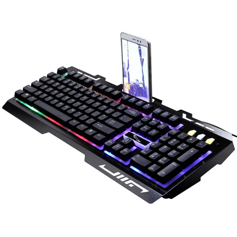 RGB-hintergrundbeleuchtete mechanische Gaming-Tastatur mit Smartphone-Halter Brehn