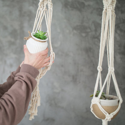 Boho-Makramee Pflanzenhänger-Set mit handgeknoteten Quasten und verstellbaren Schlaufen Brehn