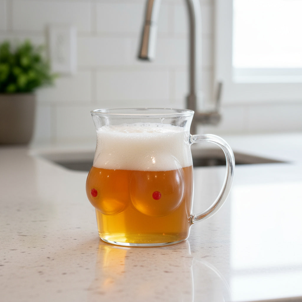 Brehn | Doppelwandige Chesty Form Glas Lustige Tasse