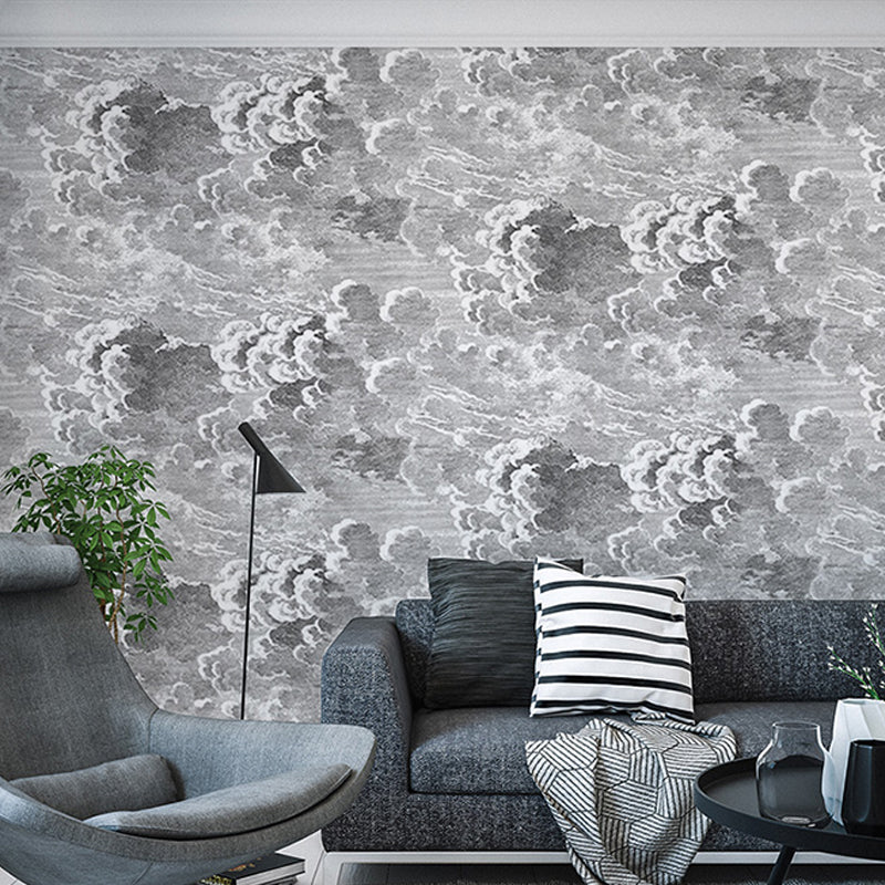 Brehn | Nordic Giant Mural Wallpaper mit Industrie Grau Wolke für Kamin Wandkunst