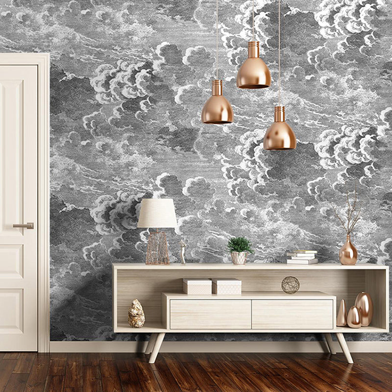Brehn | Nordic Giant Mural Wallpaper mit Industrie Grau Wolke für Kamin Wandkunst