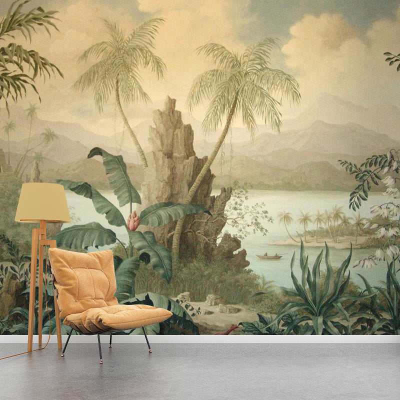 Brehn | Retro Wandwand für Akzentwand, Mittelalterlicher Wald in Dunkler Farbe, Personalisierte Größe Verfügbar
