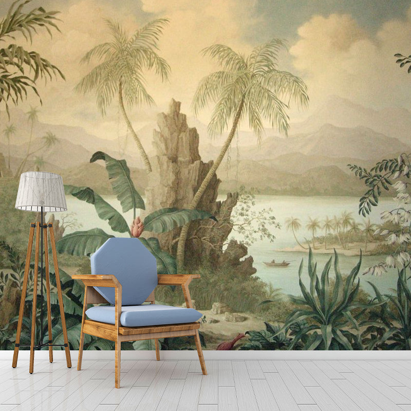 Brehn | Retro Wandwand für Akzentwand, Mittelalterlicher Wald in Dunkler Farbe, Personalisierte Größe Verfügbar