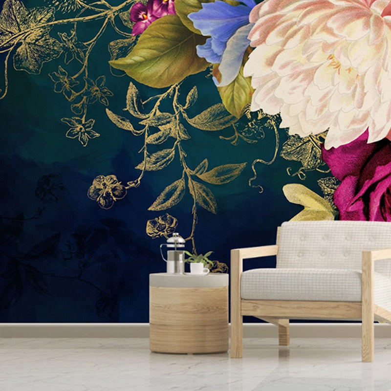Brehn | Whole Abstract Wall Art Black Green Rose Wall Wallpaper, Custom Size Available