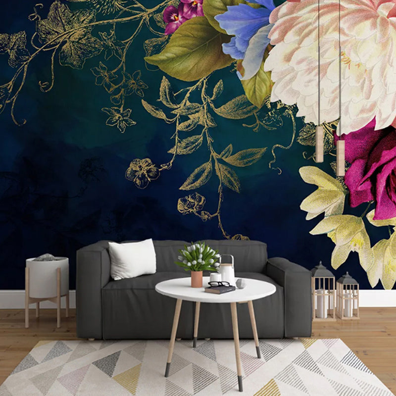 Brehn | Whole Abstract Wall Art Black Green Rose Wall Wallpaper, Custom Size Available