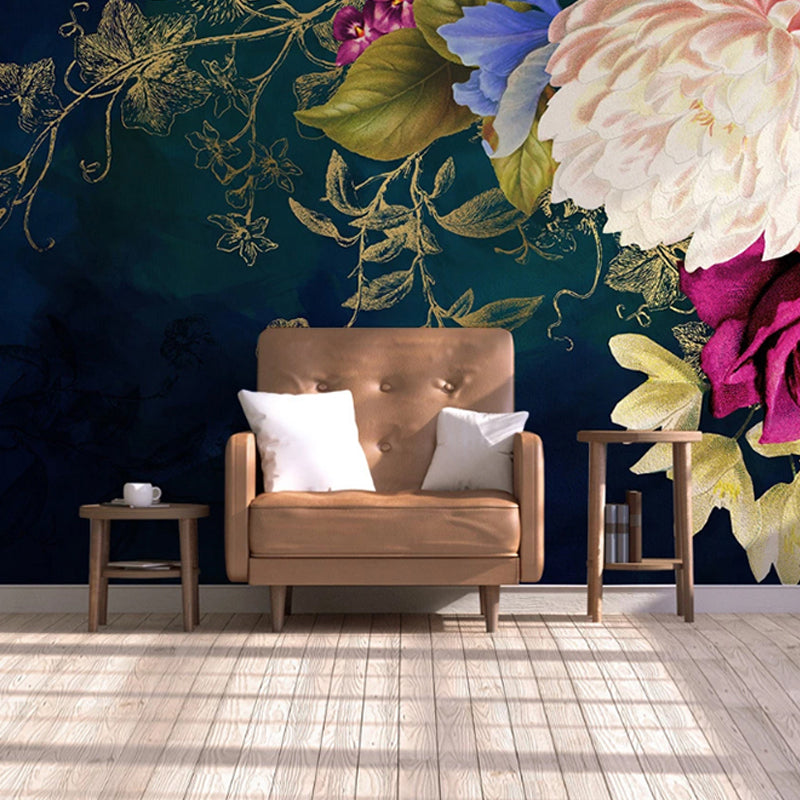 Brehn | Whole Abstract Wall Art Black Green Rose Wall Wallpaper, Custom Size Available