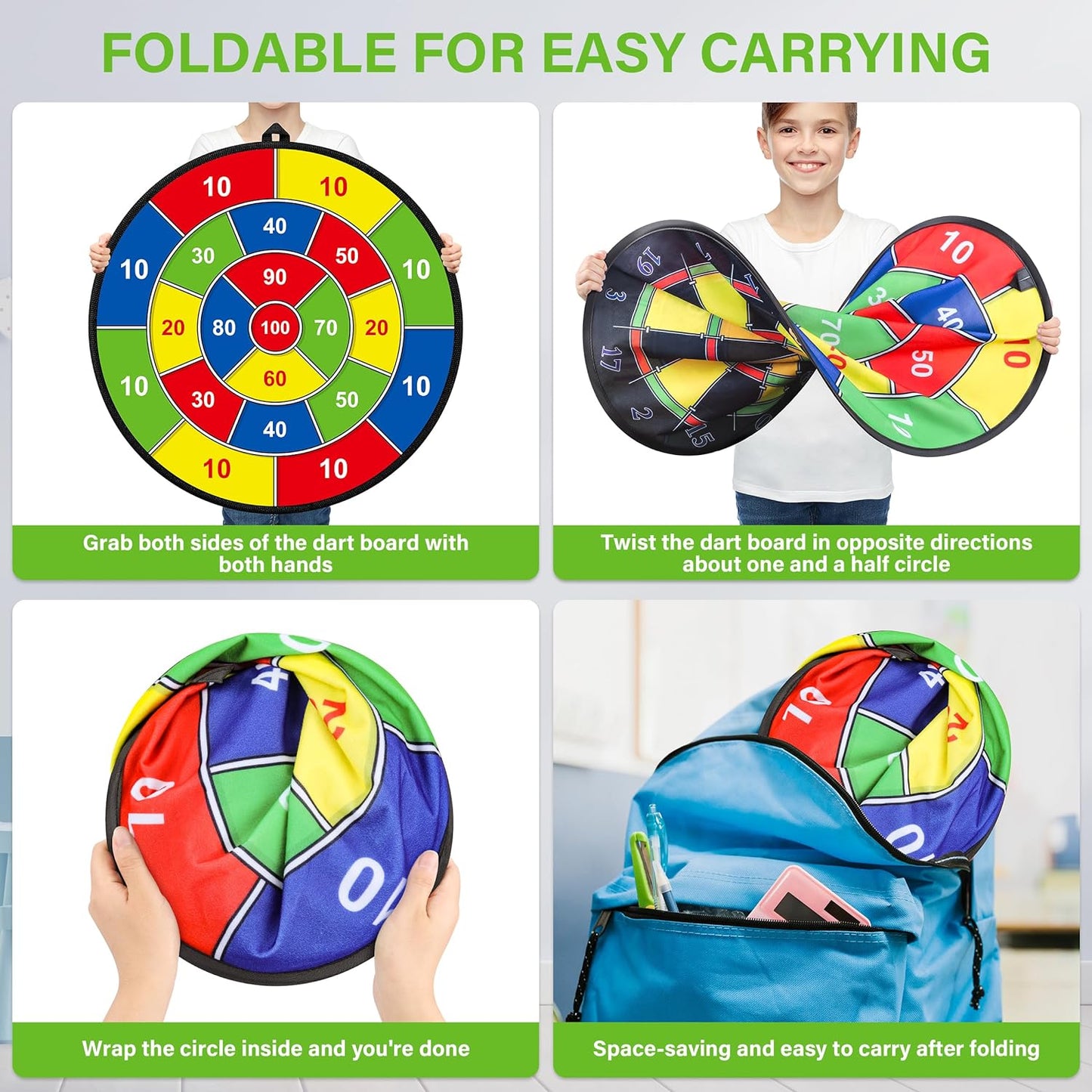 Brehn | Großes doppelseitiges Dartboard für Kinder – Spielen, Lernen und Entspannen