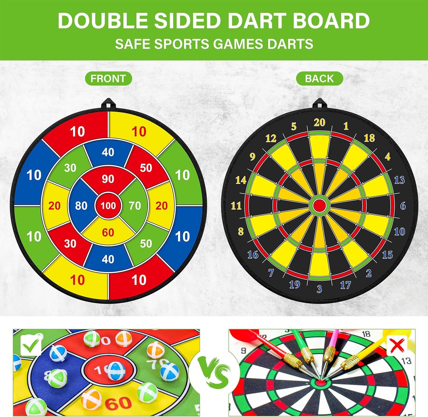 Brehn | Großes doppelseitiges Dartboard für Kinder – Spielen, Lernen und Entspannen