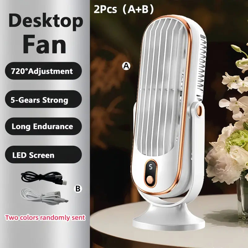 Tragbarer Mini-Luftkühler mit USB-Ladung – 5 Geschwindigkeiten & 720° Drehung | Brehn