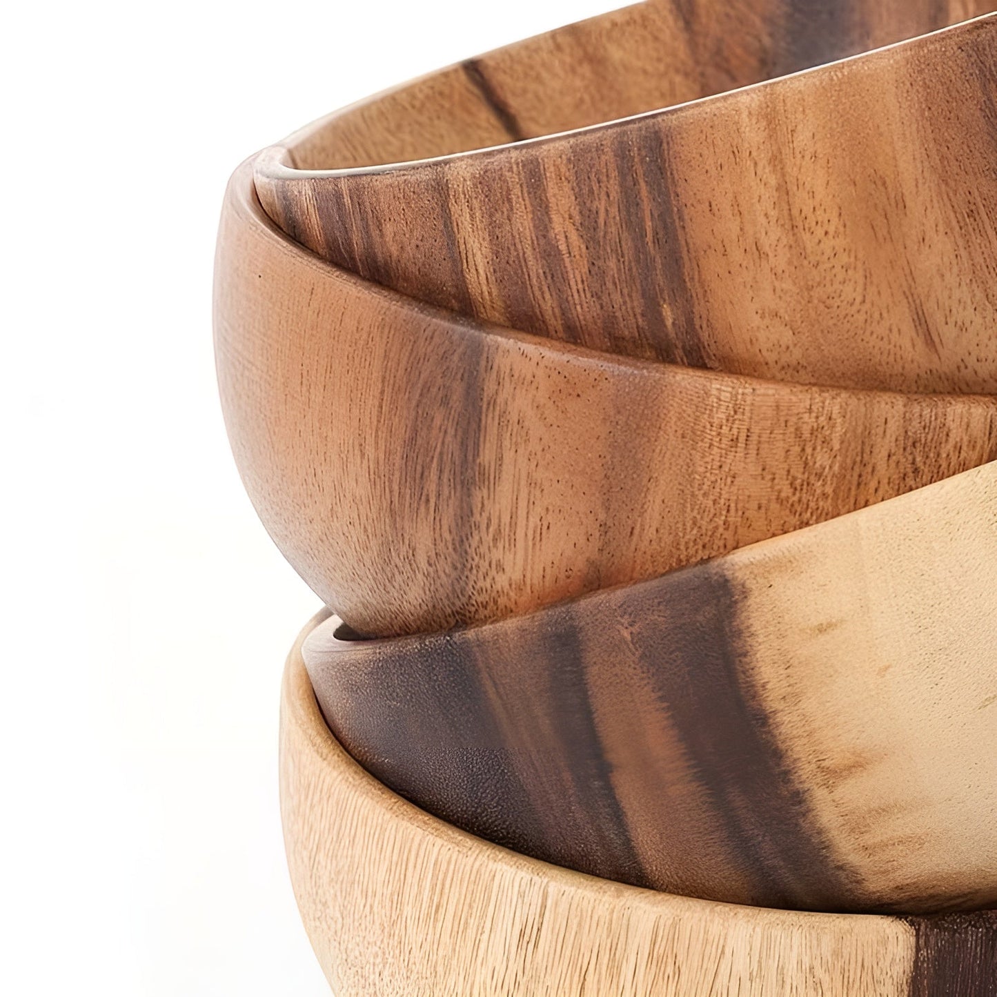 Servierschüssel-Set aus Holz (4-teilig) – ReusaBrehne und handgefertigt | Ideal für Salat, Suppe, Reis und Ramen