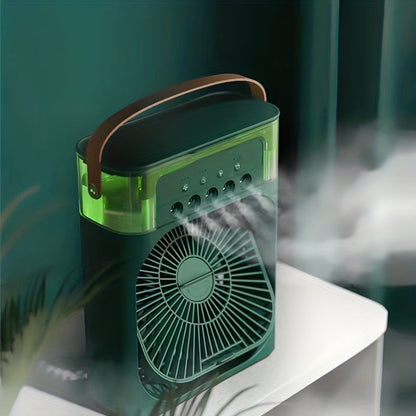 1pc Tragbare Klimaanlage, Tragbarer Luftkühler für den Haushalt, Hydrokühlventilator, Tragbare Luftanpassung für das Büro, 3-Geschwindigkeits-Luftkühlventilator-Luftbefeuchter, 5 Stück befeuchtete Sprühköpfe für Haushaltsgeräte | Brehn