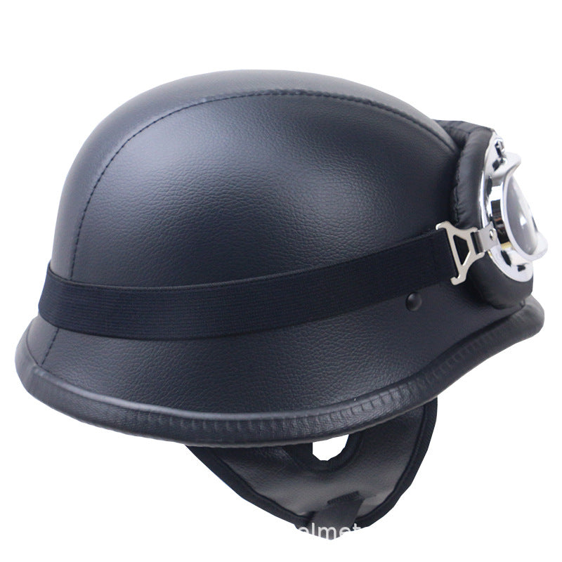 Vintage-Carbonfaser-Motorradhelm mit Brille Brehn