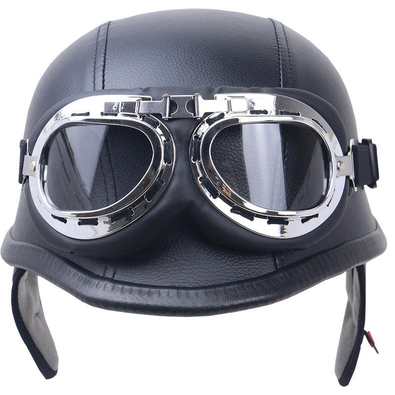 Vintage-Carbonfaser-Motorradhelm mit Brille Brehn