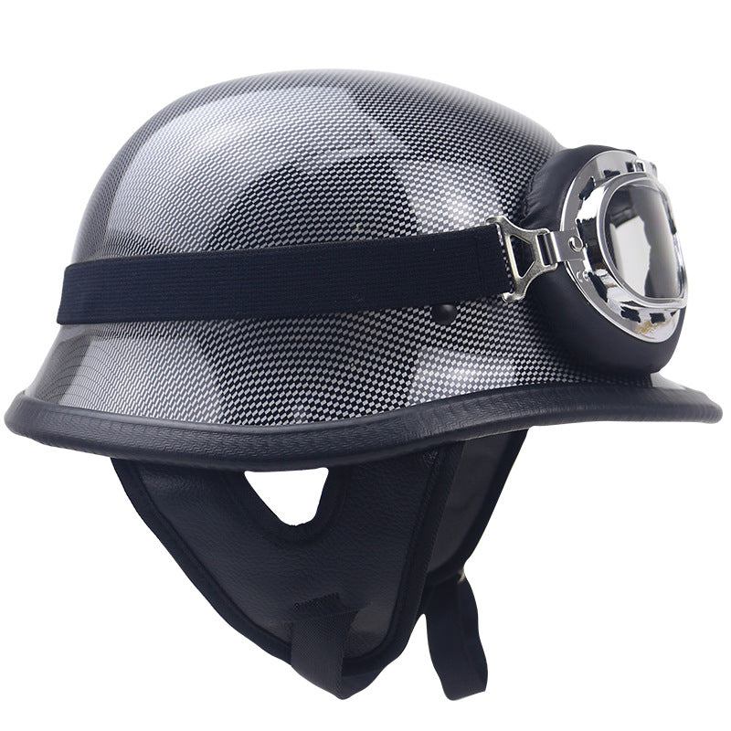 Klassischer Carbonfaser-Motorradhelm mit Brille Brehn