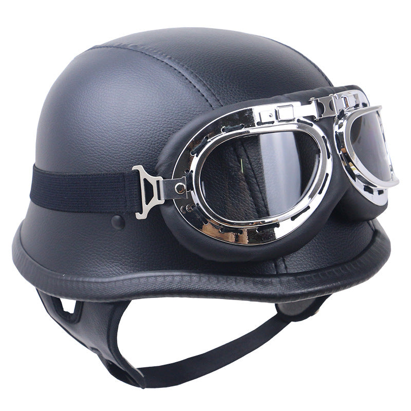 Vintage-Carbonfaser-Motorradhelm mit Brille Brehn