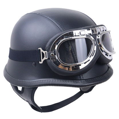 Vintage-Carbonfaser-Motorradhelm mit Brille Brehn