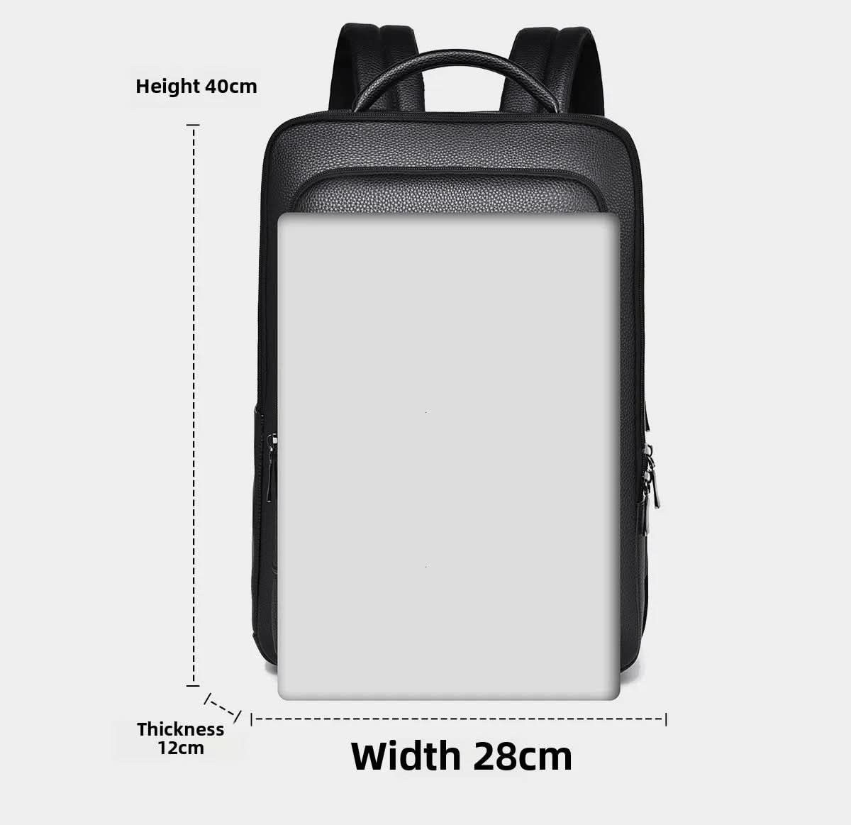 Eleganter Lederrucksack für Damen und Herren mit USB-Anschluss für Laptop und den täglichen Gebrauch, 15,6 Zoll, schwarz