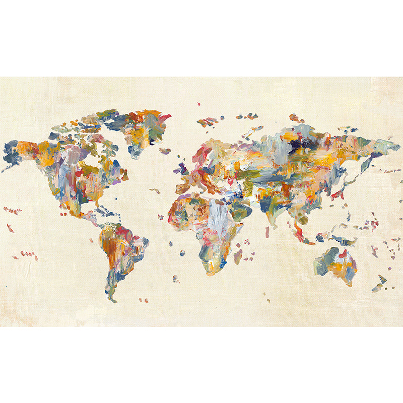 Brehn | Illustratie Wereldkaart Muur Extra Groot Wanddecoratie, Volledige Maat