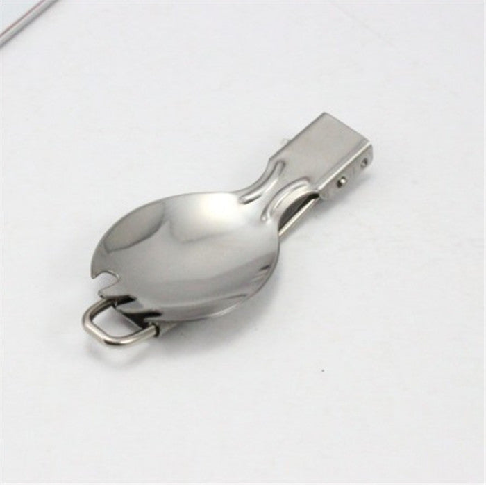 faltbarer Edelstahl Camping-Spork mit verriegelbarem Scharnier und Reisenschlaufe Brehn