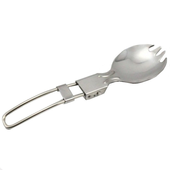 faltbarer Edelstahl Camping-Spork mit verriegelbarem Scharnier und Reisenschlaufe Brehn