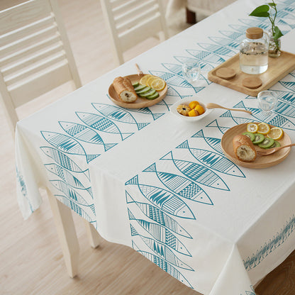 Rechteckige Baumwollmix-Tischdecke mit dekorativem Fisch-Jacquard und pflegeleichtem Finish Brehn