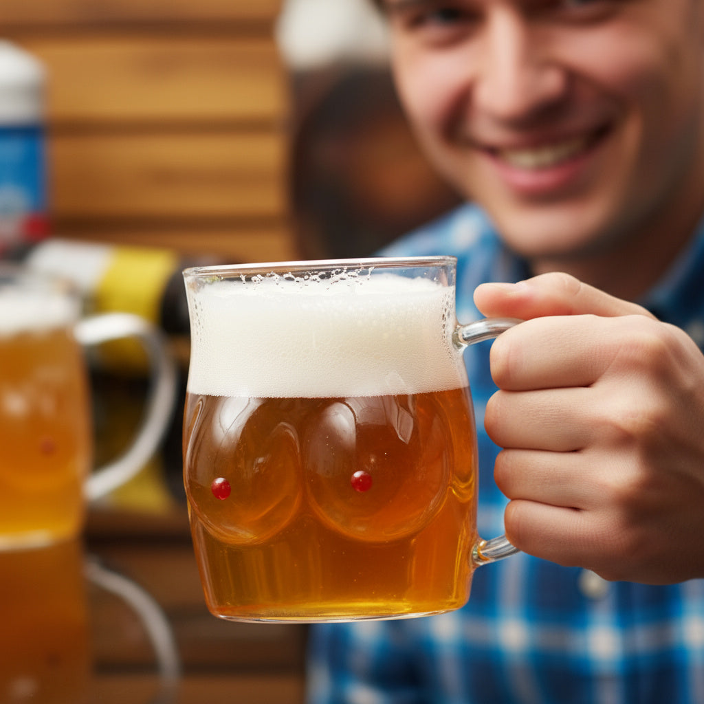 Brehn | Doppelwandige Chesty Form Glas Lustige Tasse