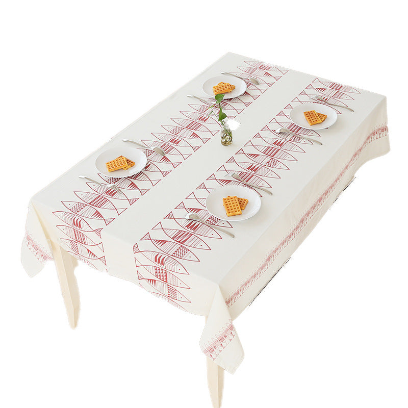 Rechteckige Baumwollmix-Tischdecke mit dekorativem Fisch-Jacquard und pflegeleichtem Finish Brehn