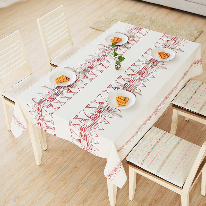 Rechteckige Baumwollmix-Tischdecke mit dekorativem Fisch-Jacquard und pflegeleichtem Finish Brehn