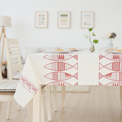 Rechteckige Baumwollmix-Tischdecke mit dekorativem Fisch-Jacquard und pflegeleichtem Finish Brehn