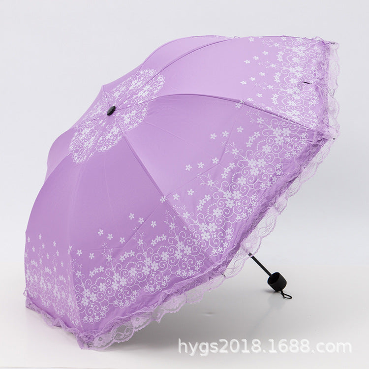 Damen Regenschirm mit eleganter Spitzenkante Brehn